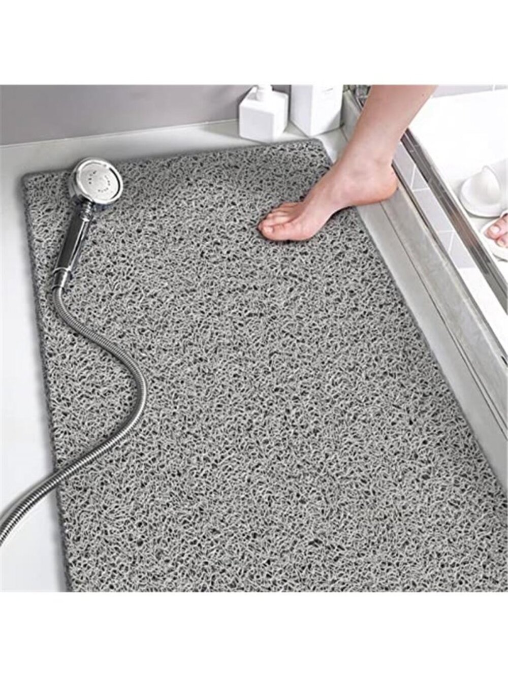 Non Slip Shower Mat Exfoliating Bath Mat Quick Dry Bathroom Tub Rug Gray